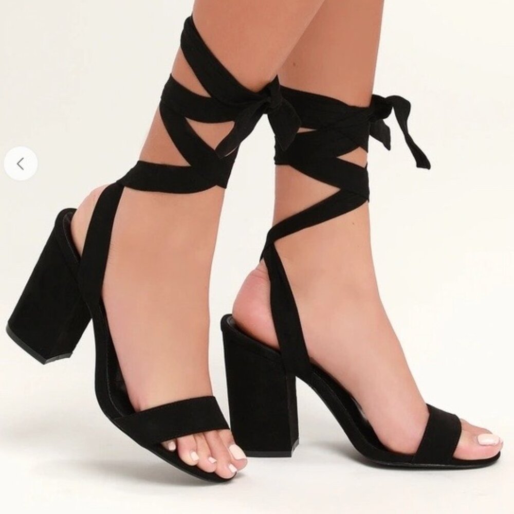 Lulu's Alta Suede Lace-Up Heels